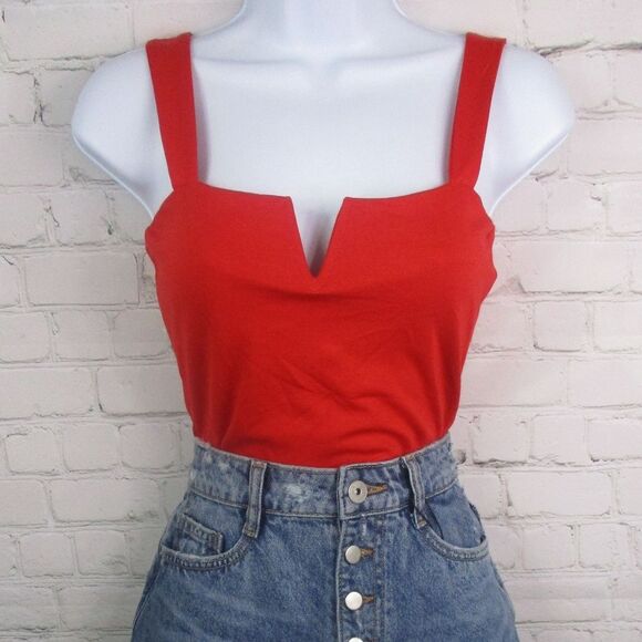 NWT Bershka Strappy Red V Cut Body Suit - Picture 1 of 3